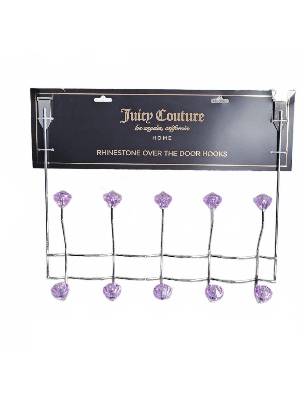 Juicy Couture Purple Rhinestone Over Door Hooks Glam Organizer Bed/Bathroom NWT
